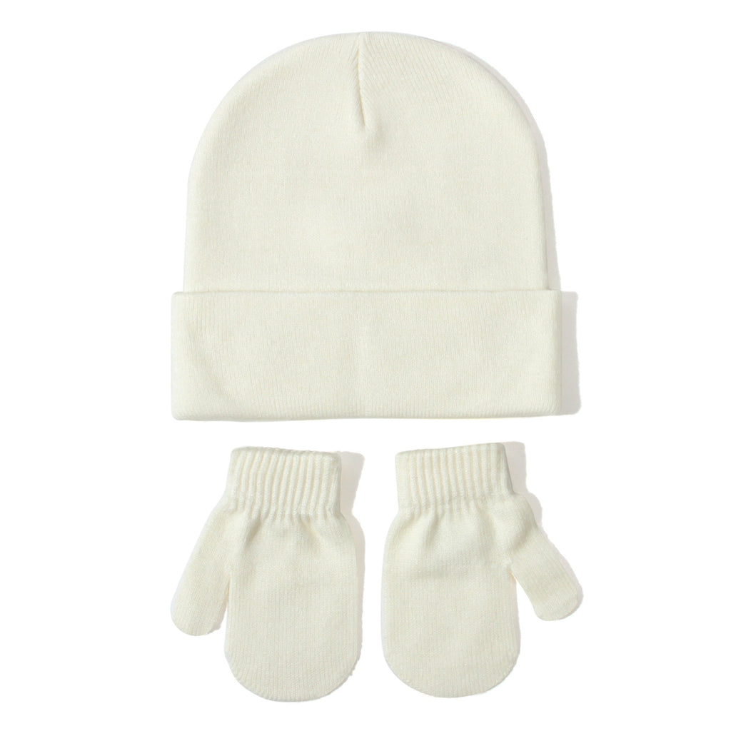 Gants de chapeau tricoté pour bébé en couleur unique