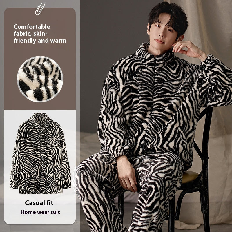 Pyjama homme plus taille longue manches vêtements de salon chauds