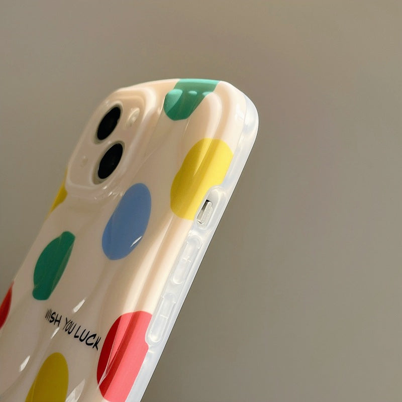 Boîtier de téléphone couleur Polka Dot Chaîne Lanyard
