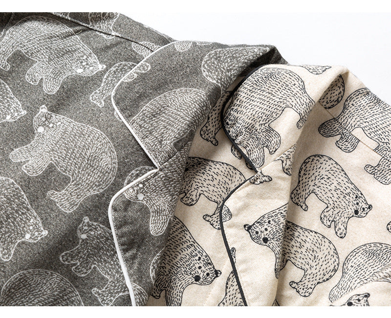 Polar Ours imprimé chaud brossé Flannel Pure Cotton Couple Maison Porter la combinaison