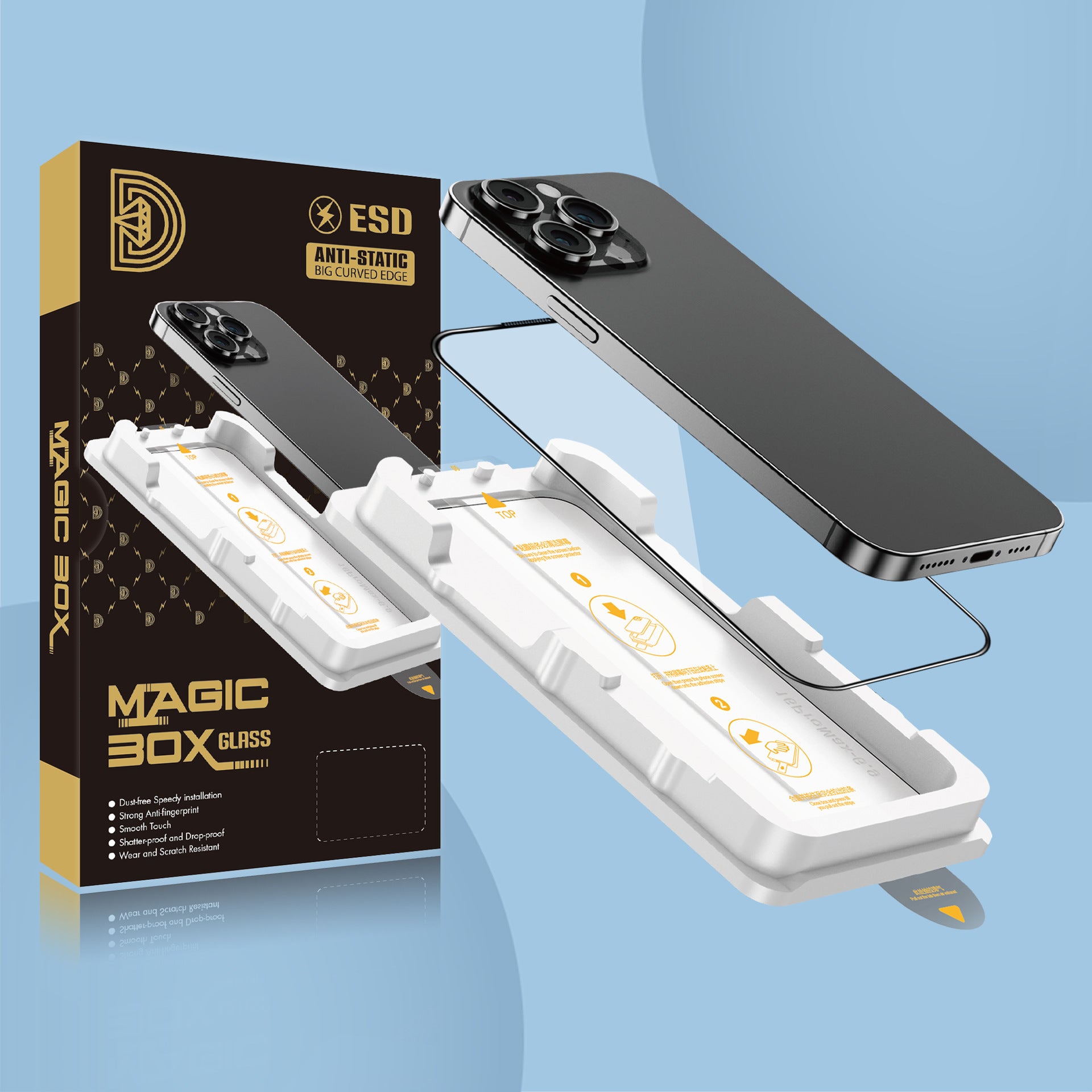 HD Magic Box Chambre sans poussière Téléphone écran en verre trempé