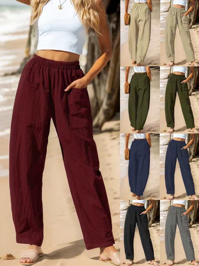 Vêtements pour femmes Amazon Printemps et été Styles coton et lin pantalons occasionnels vacances St