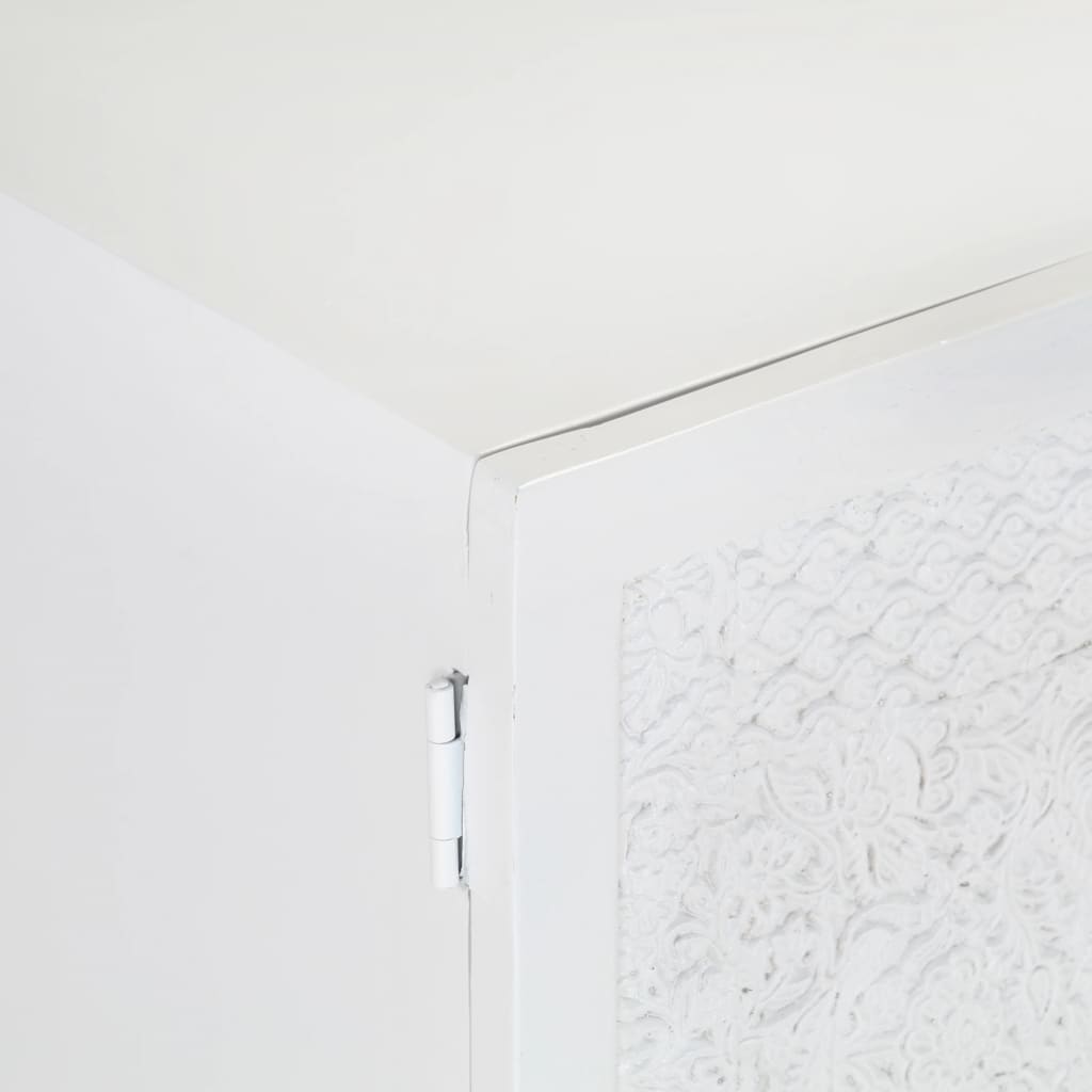 Armoire TV, blanc, 115x30x46 cm, bois de mangue massif