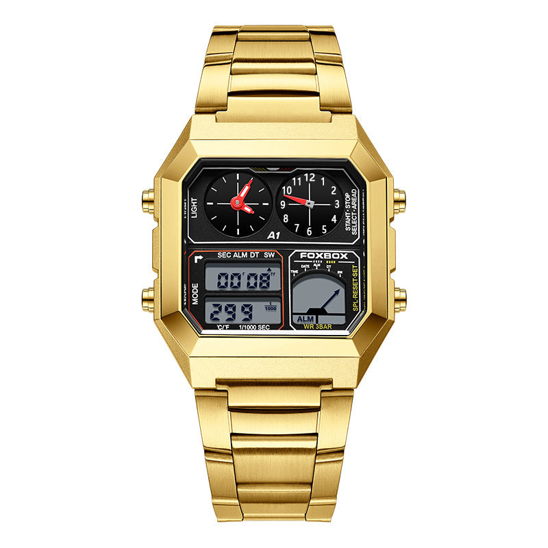 Double affichage Multifonctionnel réveil étanche Montre chronographe sport lumineux