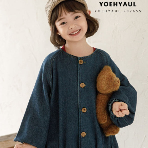 Filles Col rond Veste denim relâchée