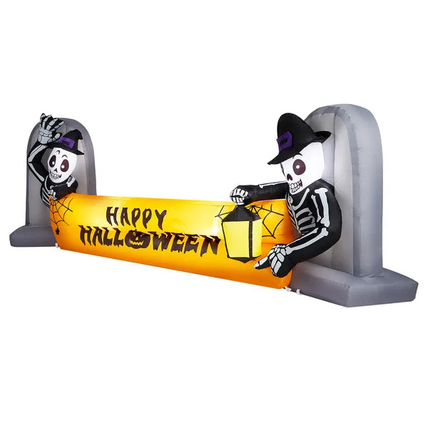 9.6FT Grandes décorations gonflables Halloween Squelette Tombstone Banner
