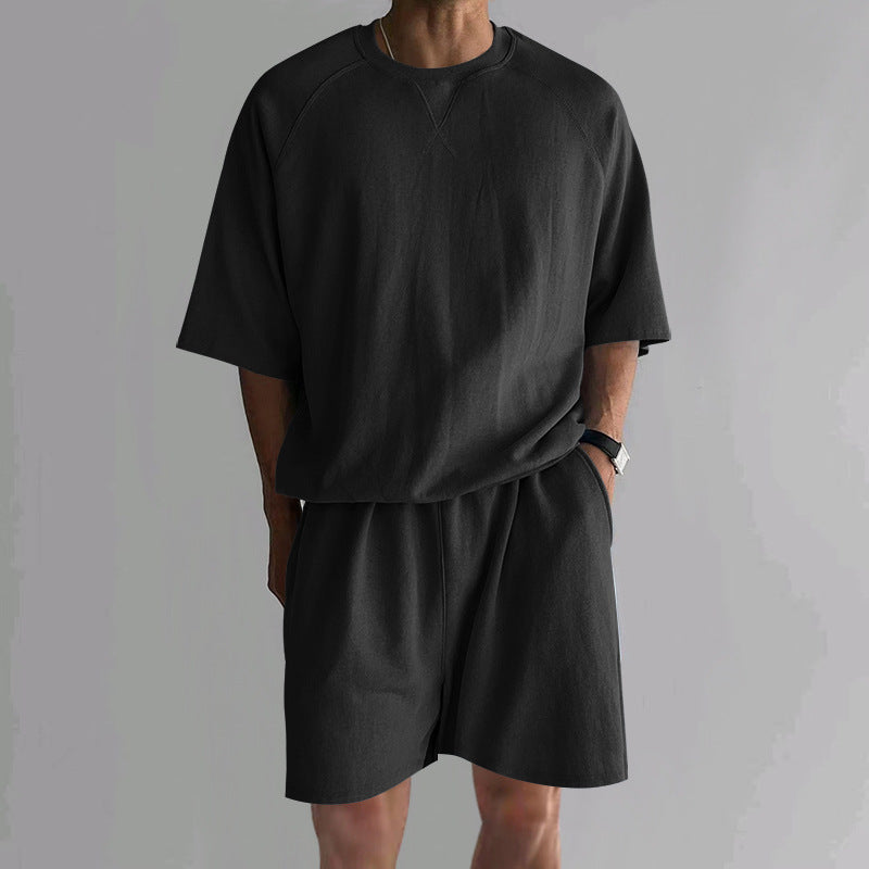 Short de sport à manches courtes Terry Casual ronde hommes