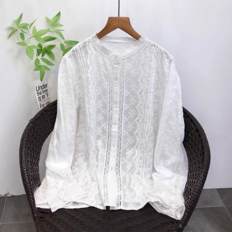 Chemise en dentelle brodée pour femmes