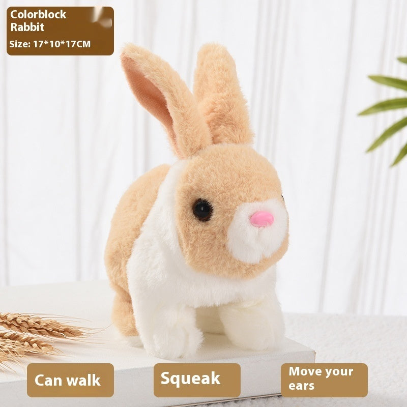 Peluche Électrique Marcher Et Déplacer Bouche Shaking Oreilles Jouet de lapin aux cheveux longs