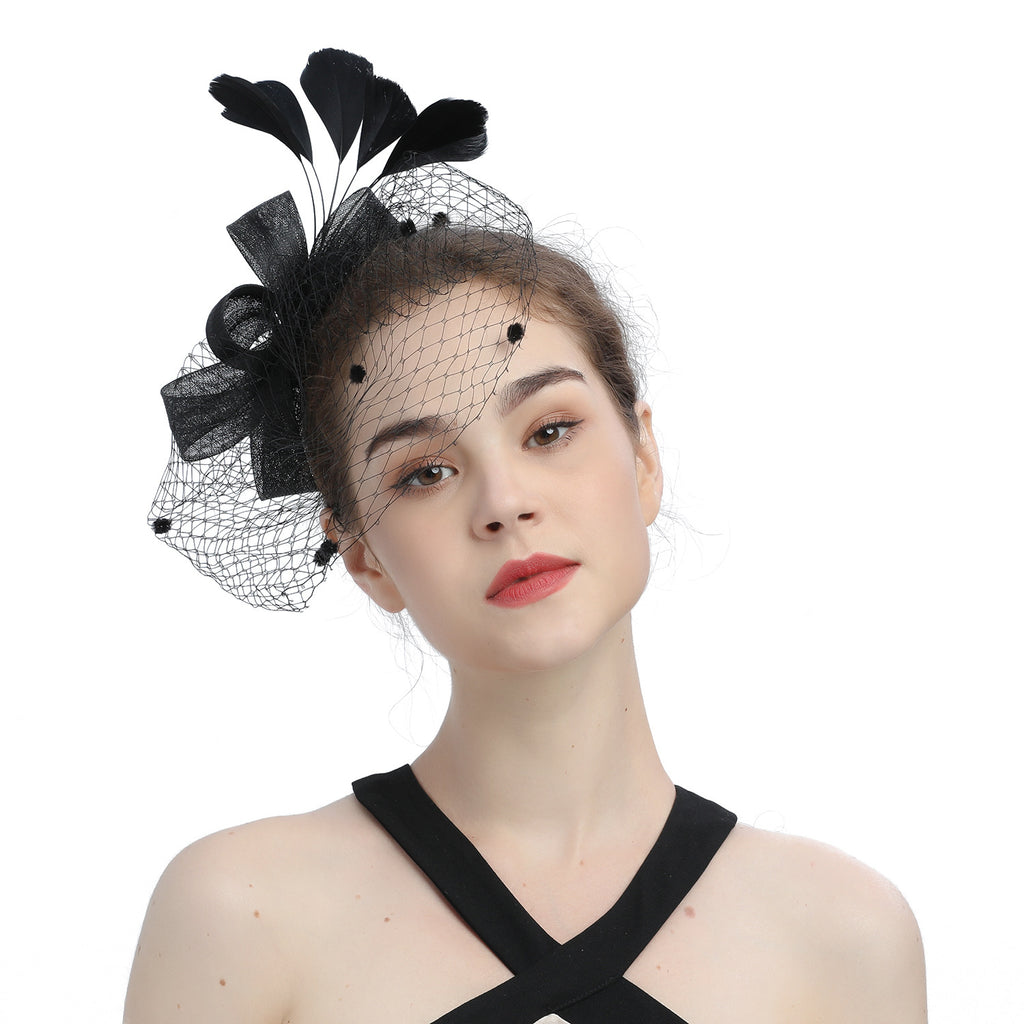 Mariée Veil Cheveux Bow Haut Chapeau Coiffure Fleur Couverture Face Mesh Head