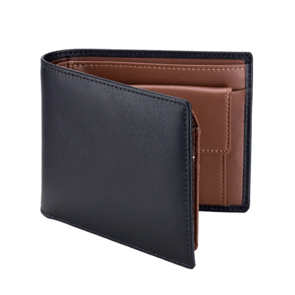 Portefeuille en cuir véritable Trifold pour hommes