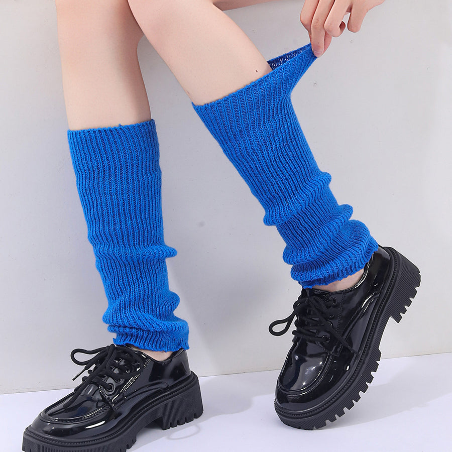 Hiver Mode Ribbed Knitted Vente Harajuku Neon Chaussettes longues Hiver Botte Gaiters Clubwear W