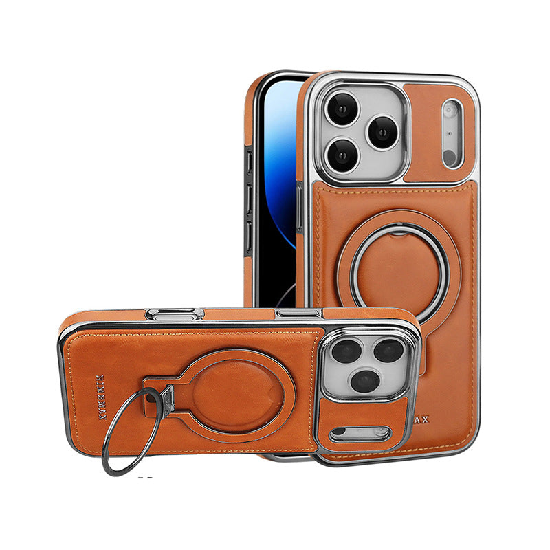 17promax Bracket magnétique résistant à la chute boîtier de téléphone en cuir