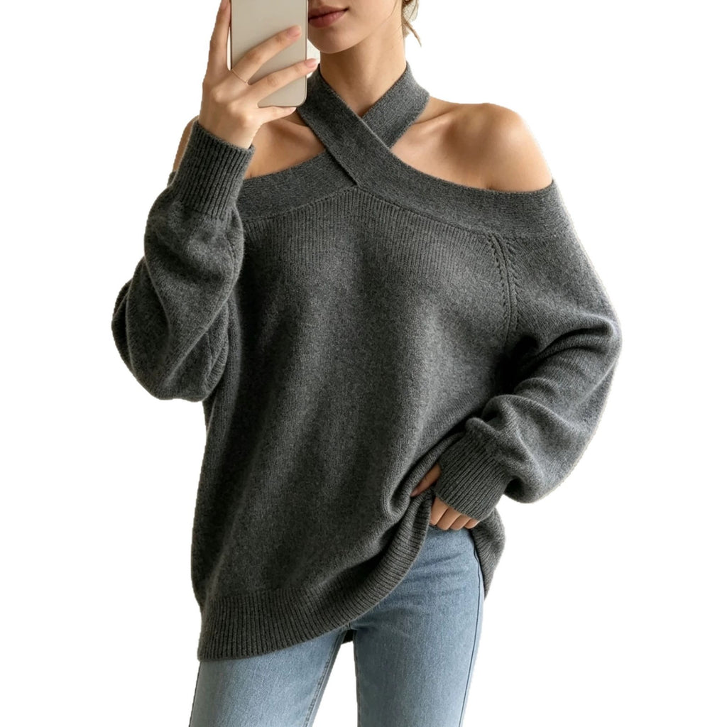 Halterneck Pull-over tricoté pour les femmes