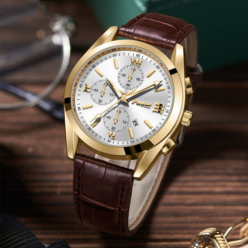 Montre Quartz Montre haute de gamme en cuir véritable montre imperméable pour hommes