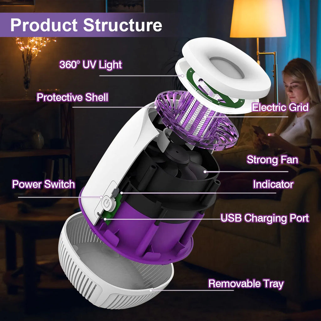 Plug-in Mosquito Zapper Max 1076Sq.Feet Range Vol électrique Zapper avec 3 modes Mosquito Ki