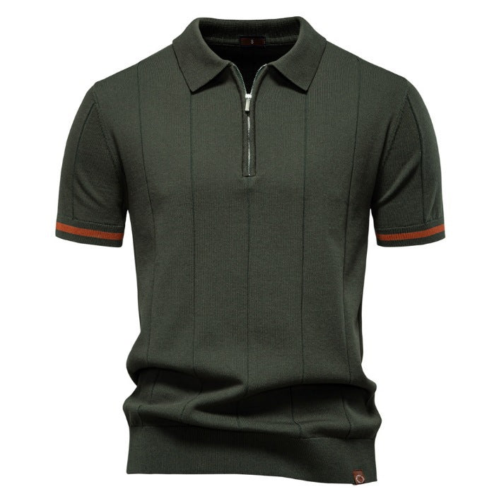 Polo tricoté casual homme avec un col tournant et manches courtes