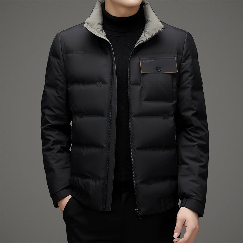 Collier de stand d'hiver homme court épaissé chaud veste en bas extérieur