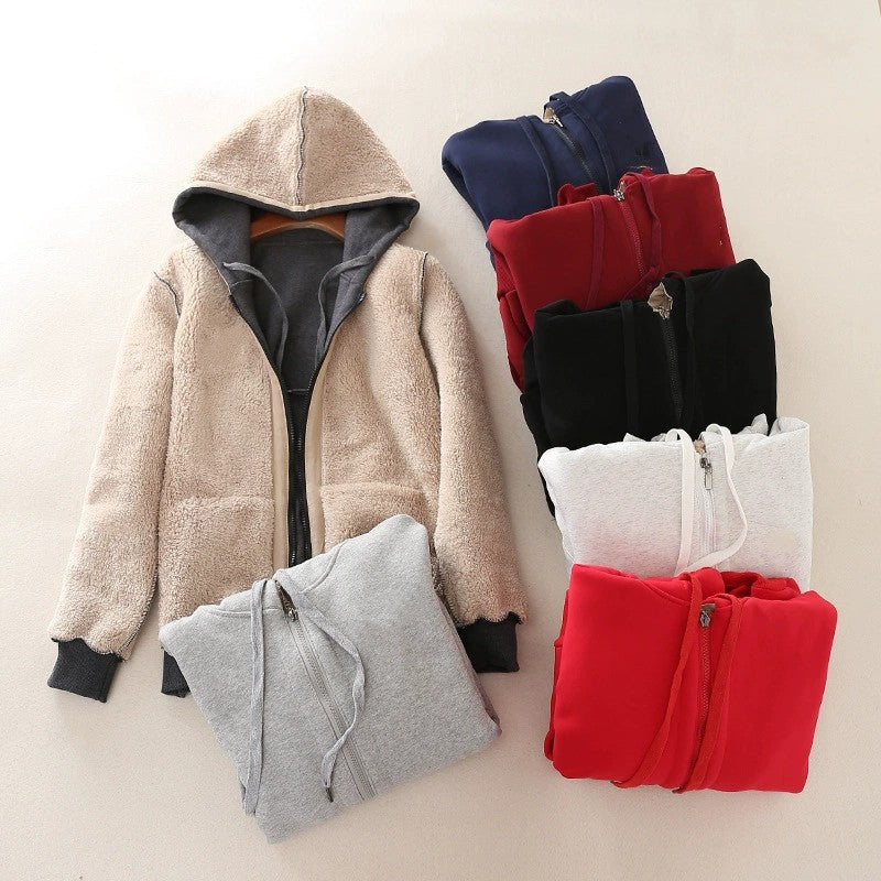 Sweat-shirt de mode à capuche épais doublé de polaire pour femmes
