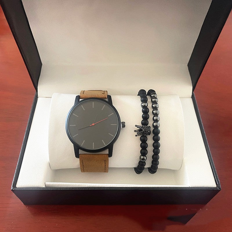 Grande Cadran Homme Casual Simple Scale Frosted Ceinture Quartz Montres Crown Bracelet