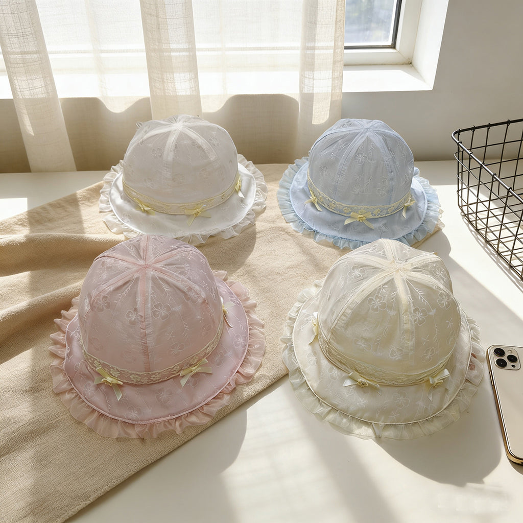 Chapeau de protection en dentelle de couleur unie de couleur pour enfants avec lumière et délice