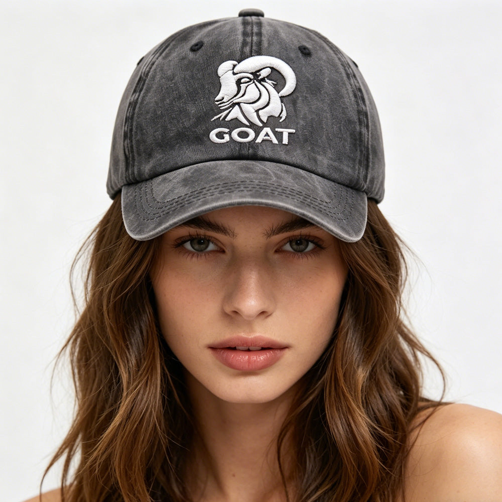 2pcs GOAT Brodé Vintage Lavé Casquette de baseball