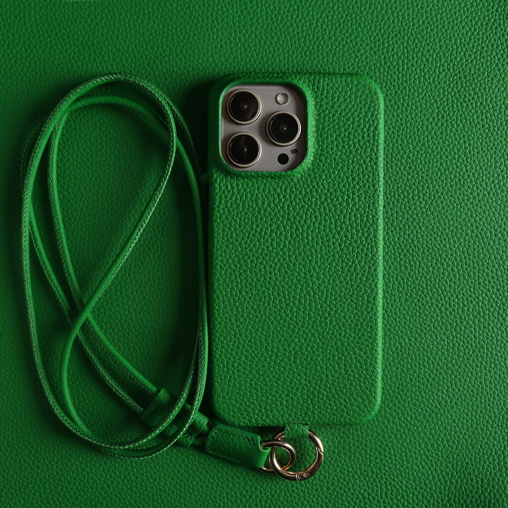 Boîtier de téléphone en couleur solide avec un lanyard haut de gamme