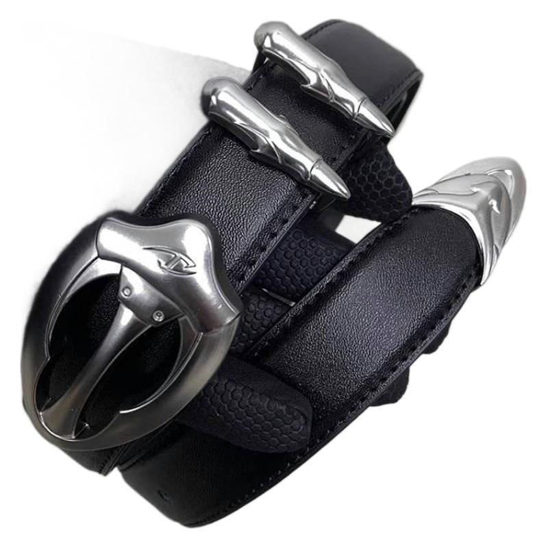 Boucle d'argent rétro Bullet avec ceinture de denim