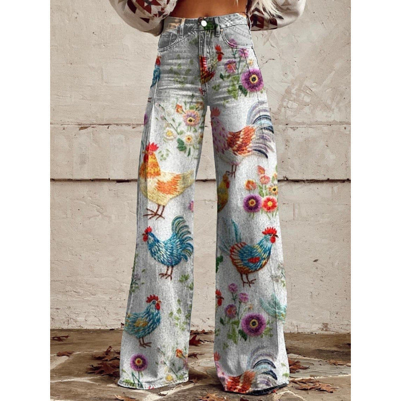 Pantalons de denim imprimés pour femmes
