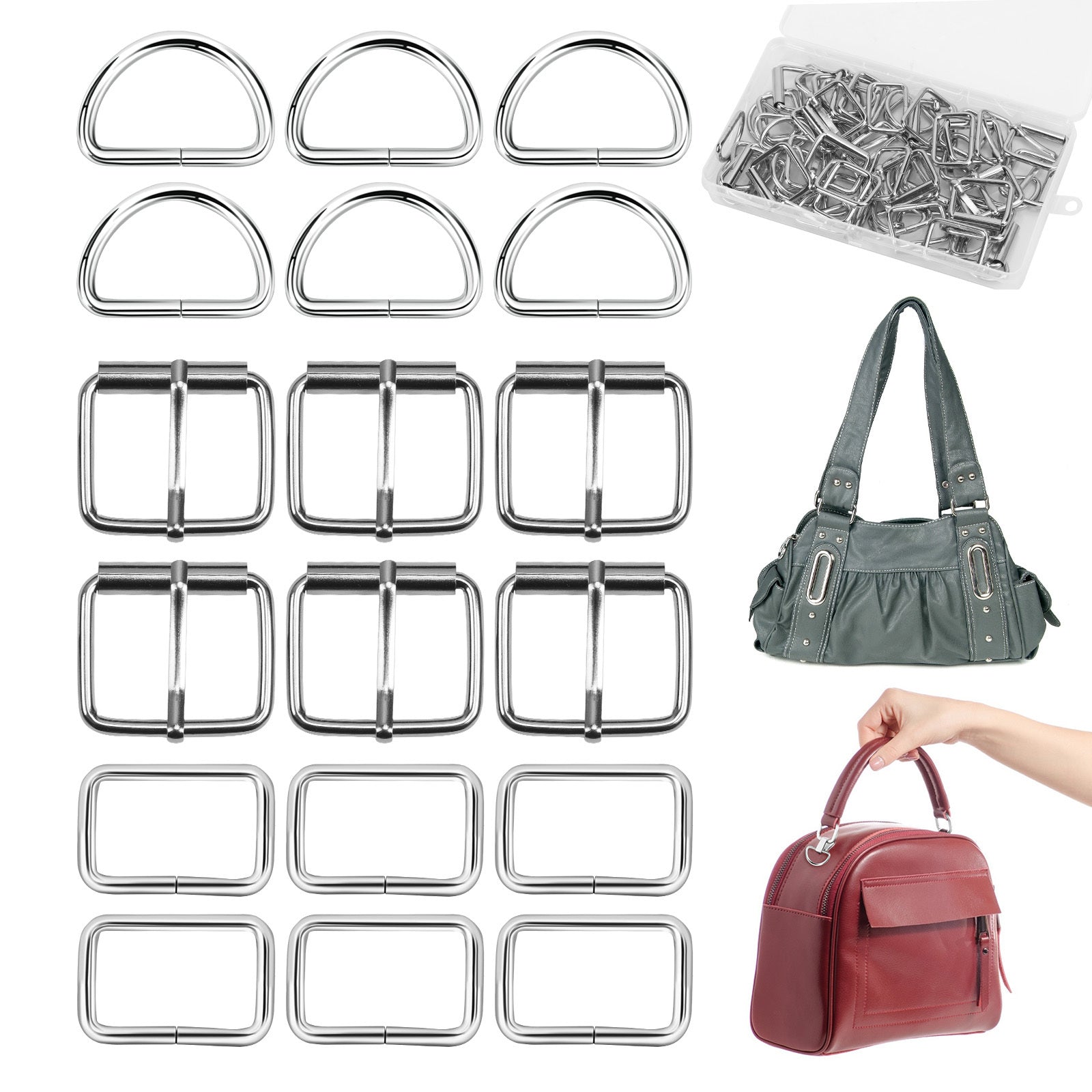 Ensemble d'accessoires de couture 36 pièces : anneaux en D