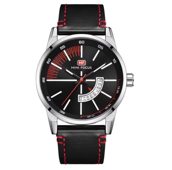 Montre de sport homme avec calendrier lumineux affichage étanche Et Bracelet en cuir véritable