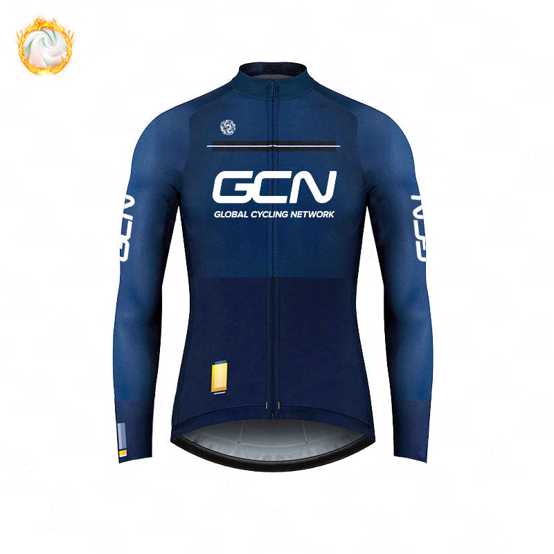 GCN Fleece Long Sleeve Cycling Jersey Cycling Jersey Running Winter Series