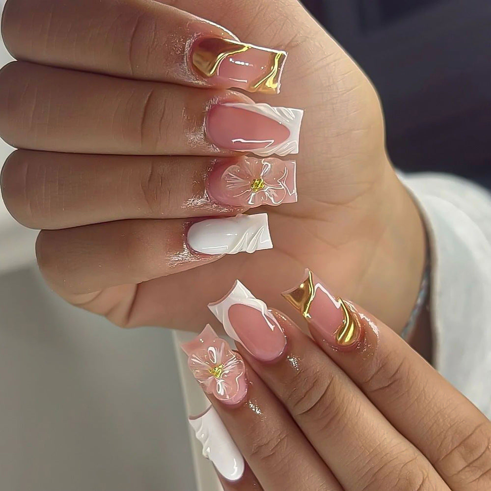 Conseils pour ongles artificiels en plaqué or floral en 24-pièces