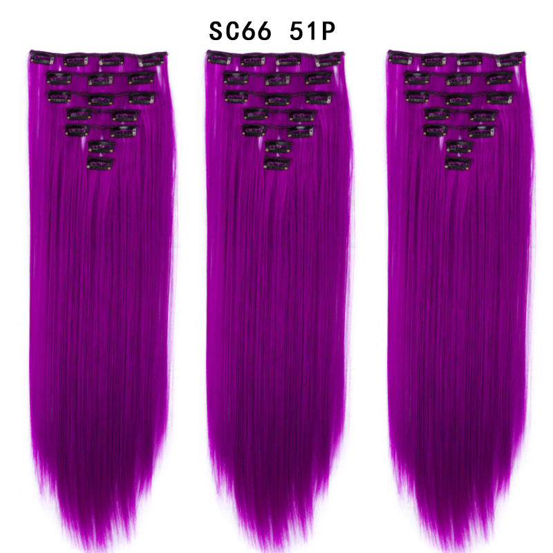 16 Carte Sept-pièces Coiffure Perruque Beauté Chimique Perruque Ensemble de Perruque Cheveux Extension