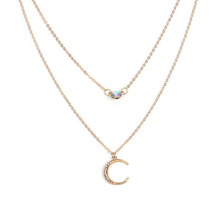 Multilayer Moon Pendant Necklace for Women