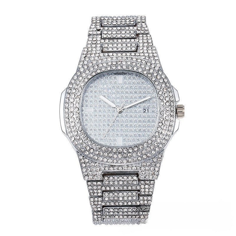 Bracelet en acier pour hommes Hip-hop Roman Quartz Montre