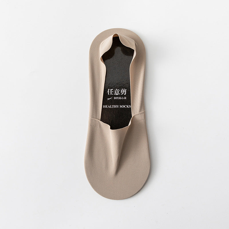 Chaussettes Bouche peu profonde Invisible sans couture Basse coupe Coton pur Fond Silk Ice