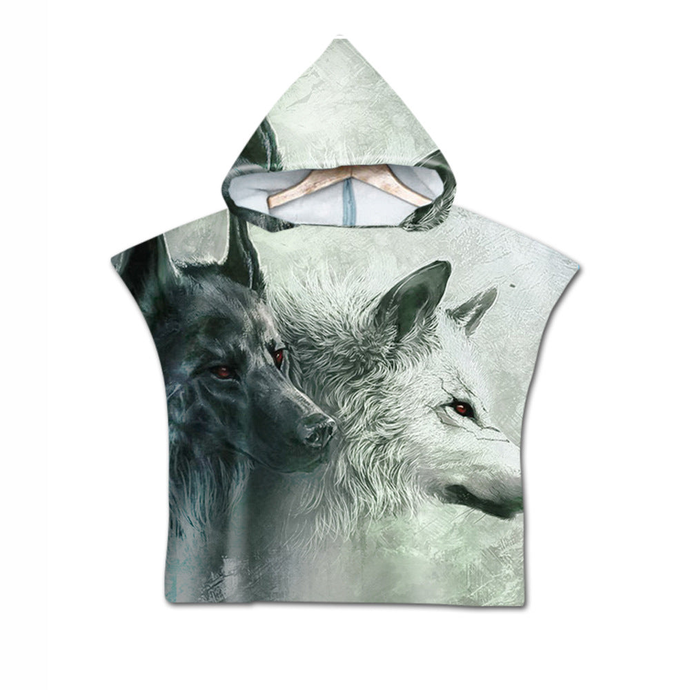 Broderie Livraison 2 jours Broderie Animal Numérique Imprimer Serviette de plage Enfants à capuche
