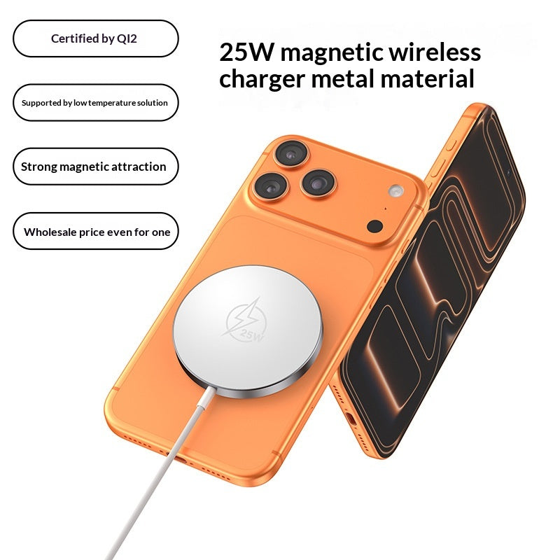 Chargeur sans fil magnétique 25W en métal idéal pour recharger sans fil des téléphones portables