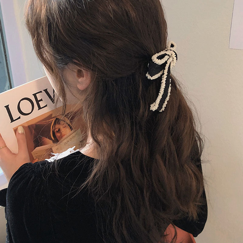 Super Nice White Edge Bow Coiffure Ornement