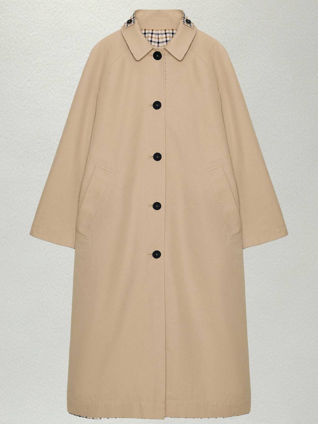 Retro Plaid Long Loose Lapel Porte-manteau artistique à double face à tête unique