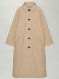 Retro Plaid Long Loose Lapel Porte-manteau artistique à double face à tête unique