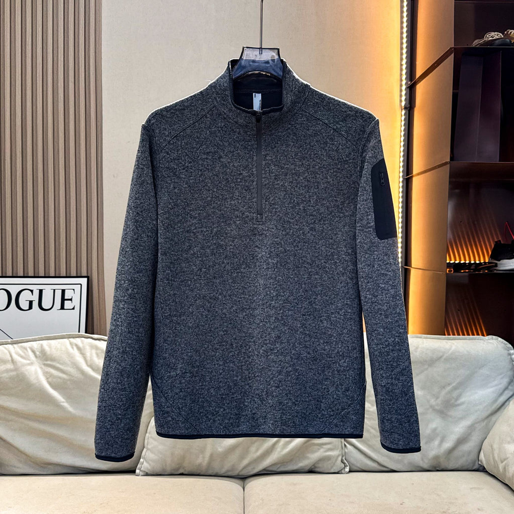 Men Quarter Zip Knit Fleece Pullover