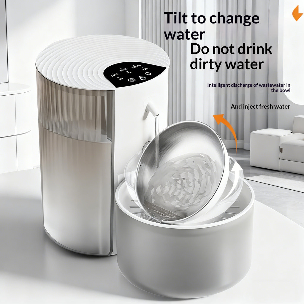Smart Constante-Température 3L Fontaine d'eau pour animaux avec séparation de l'eau propre et rinçage Mec
