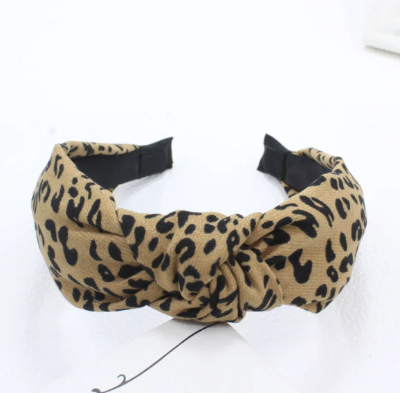 Chanel-style noir et blanc Contraste Leopard-print Tête de bande et tissu cheveux Cli