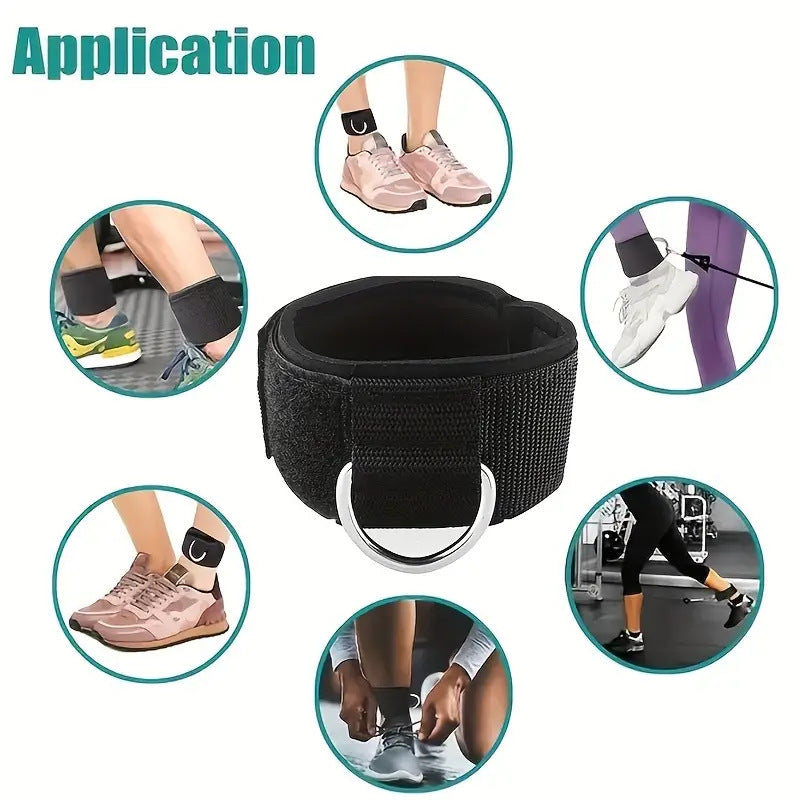 Bracelet de cheville avec un seul anneau D pour l'entraînement de la hanche et des jambes sur un rack de puissance