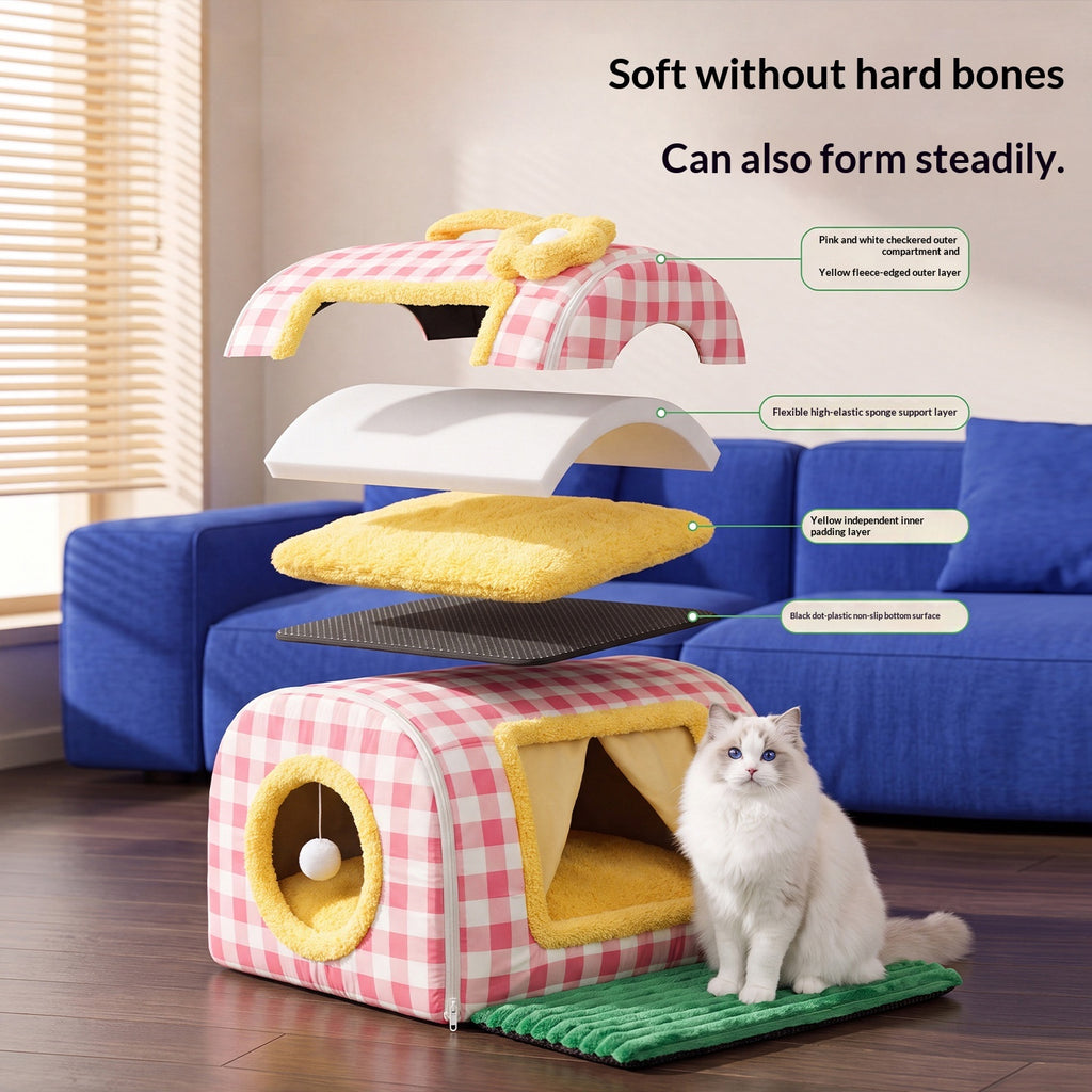 Animaux de compagnie Portable Courbé Maison Nid Petit à moyenne taille chien lit et lit de chat
