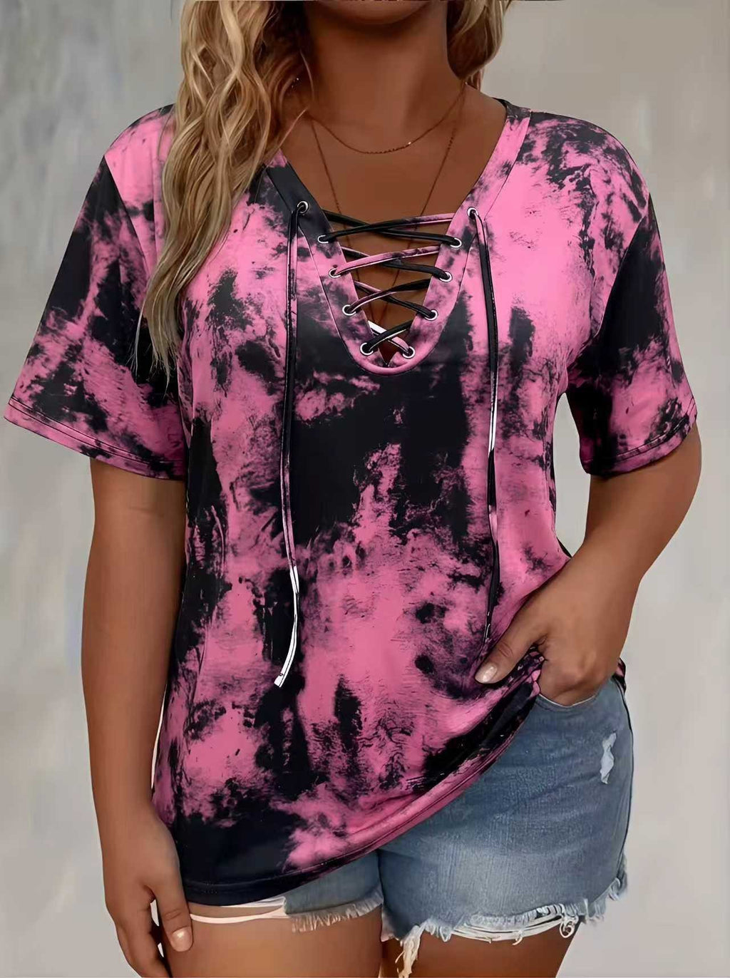 T-shirt à manches courtes imprimé pour femmes de plus grande taille