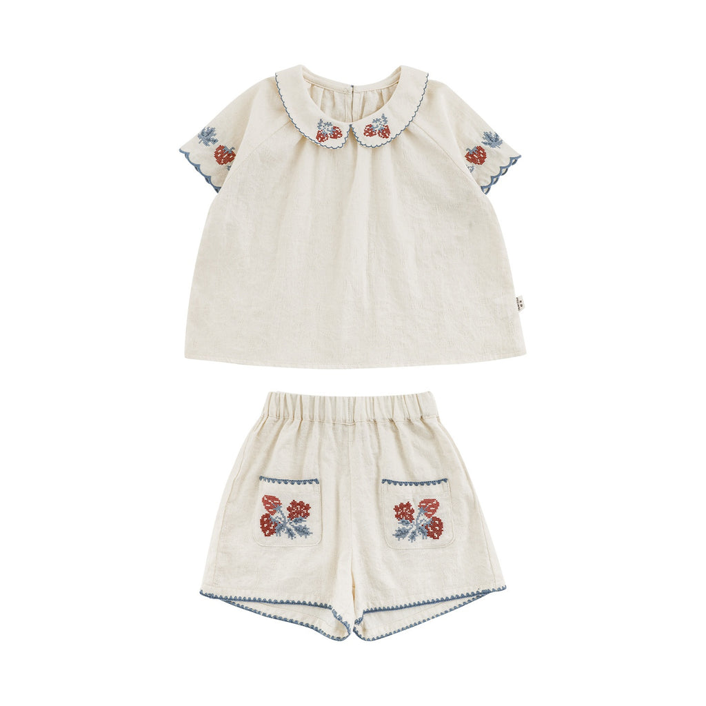 Ensemble de robes de poupée de fraise et de short pour filles