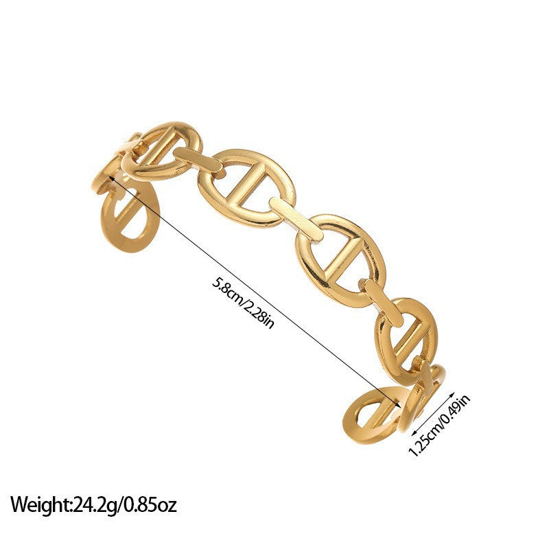 European And American Geometric Minimalist Cool Style Titanium Bracelet en acier avec coeur A